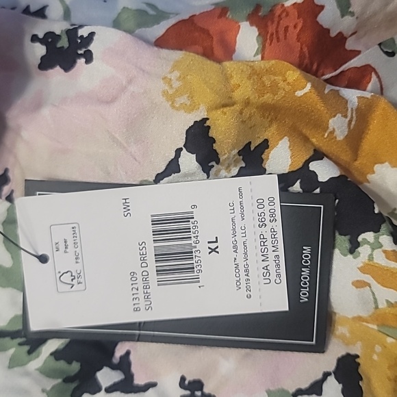 Volcom Floral Button Front Surf Bird Midi Dress Sz XL - Picture 2 of 4